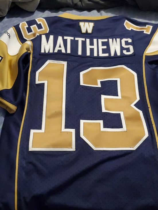 Cfl Other - Chris Matthews Winnipeg Blue Bombers Reebok Authentic Jersey...